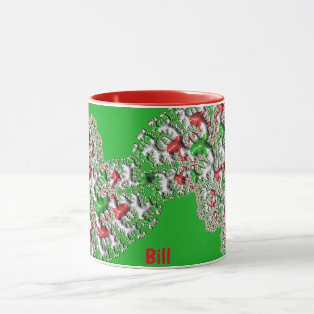 Caneca BILL ~ GLOSSY 3D Natal Vermelho Verde (Centro)