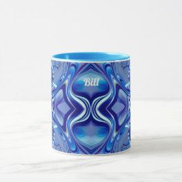 Caneca BILL ~ Zany 3D Fractal ~ Sombras de Azul