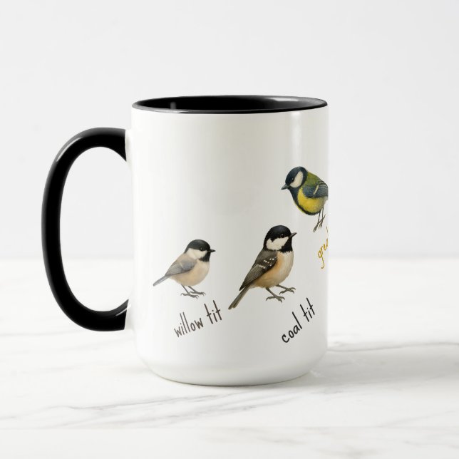 Caneca Bird Mug – Garden Birds Watercolour Coffee Cup (Esquerda)