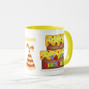 Caneca Birthday Cake Personalizado Nome Mug
