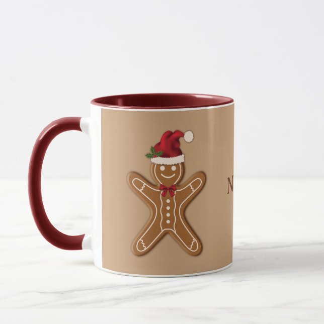 Caneca Biscoito de Natal de Gengibre Festivo Com Nome (Esquerda)