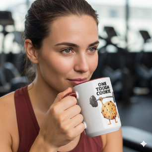Caneca Biscoito Durão Engraçado Levantando Haltere