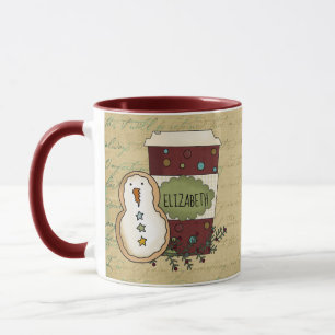 Caneca Biscoito festivo w/Coffee do boneco de neve do