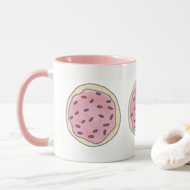 Caneca Biscoitos de açúcar, cor-de-rosa, Fosco, Prprinkle (Com Donut)