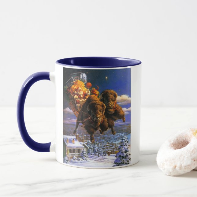 Caneca Bison Pulling Papai Noel (Com Donut)