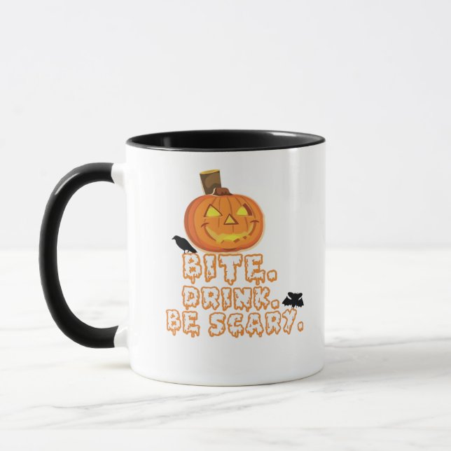 Caneca Bite Beba Seja Assustador No Halloween (Esquerda)