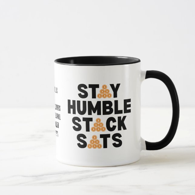 Caneca Bitmoney STAY HUMBLE STACK SATS Christian Crypto (Direita)