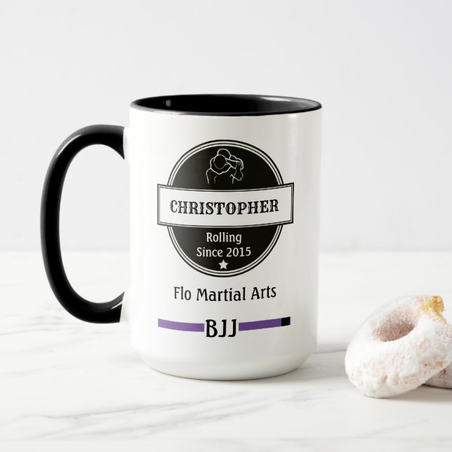 Caneca BJJ Jiu Jitsu Choke Purple Belple Name Club And Da (Com Donut)