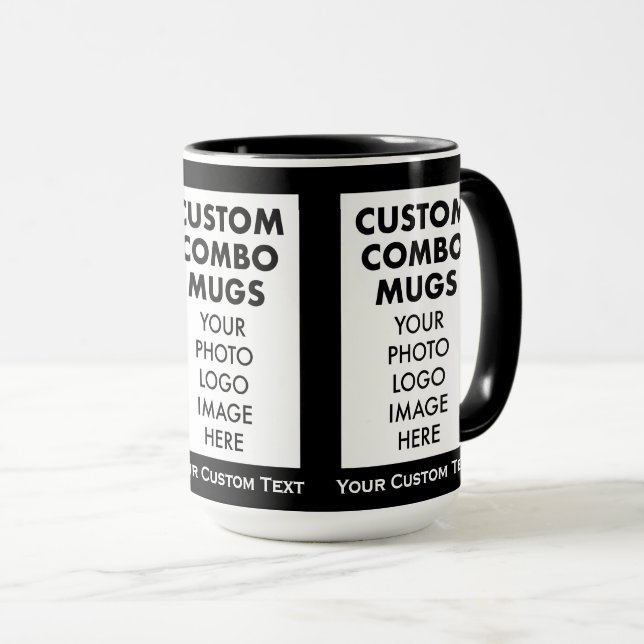 Caneca Black 4:6 Frame 3 x Photo Text Large Custom Combo (Frente Esquerda)