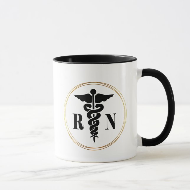 Caneca Black and Dourado Nurse Caduceus Symbol Mug (Direita)