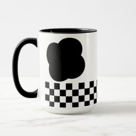 Caneca Black and White Checkerboard Two-Tone Mug