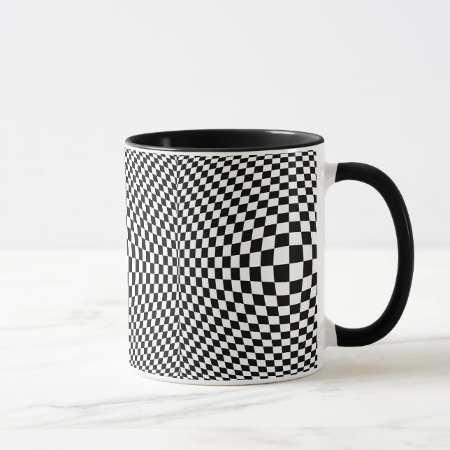 Caneca Black and White Checkered Op Art (Direita)