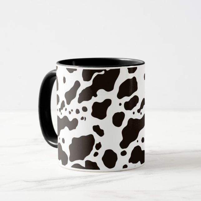Caneca Black and White Cow Print Coffee Mug (Frente Esquerda)