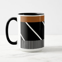 Black, Brown and White Mug - Chic in Stripes