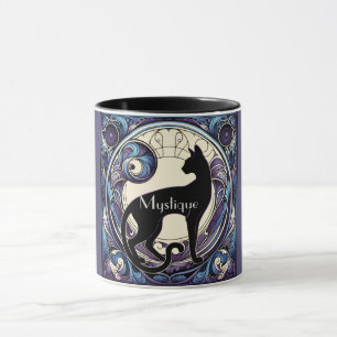 Caneca Black Cat Art Nouveau Puro e Azul