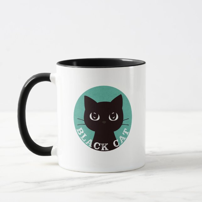 Caneca BLACK CAT | Minimalist Modern Pop Black Cat (Esquerda)
