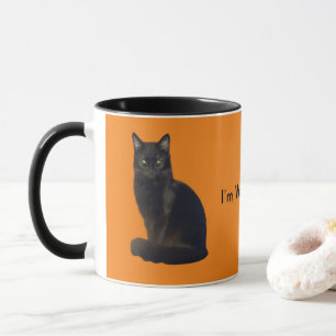 Caneca Black Cat Staring   Laranja   Estou te observando
