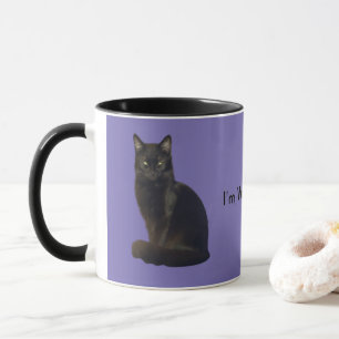 Caneca Black Cat Staring   Roxo   Estou te observando
