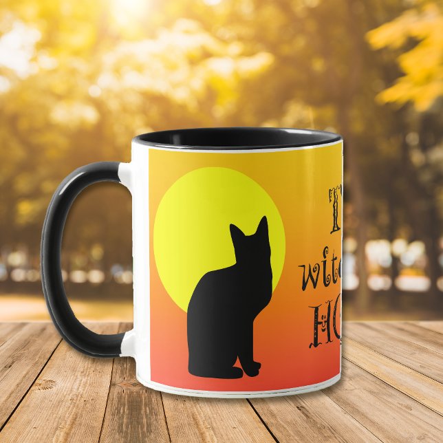 Caneca Black Cat Witness Hour Halloween (Criador carregado)
