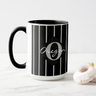 Caneca Black & Cinza Stripes Coffee Mug, Oregon