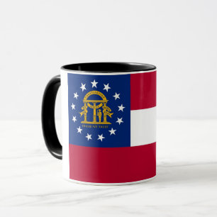 Caneca Black Combo Mug com bandeira da Geórgia, EUA
