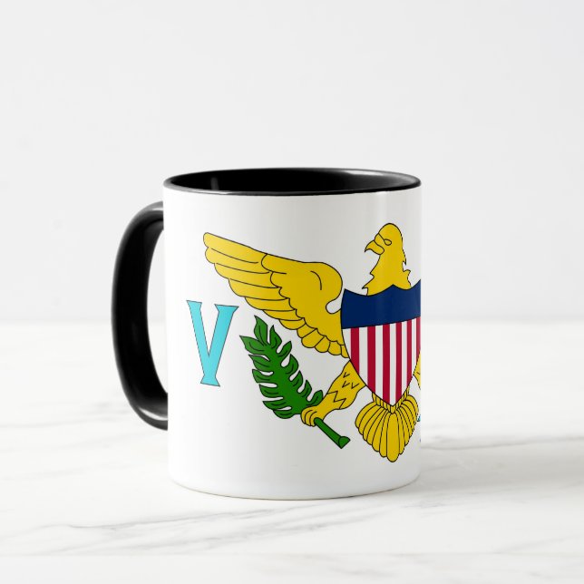 Caneca Black Combo Mug com bandeira das Ilhas Virgens, EU (Frente Esquerda)