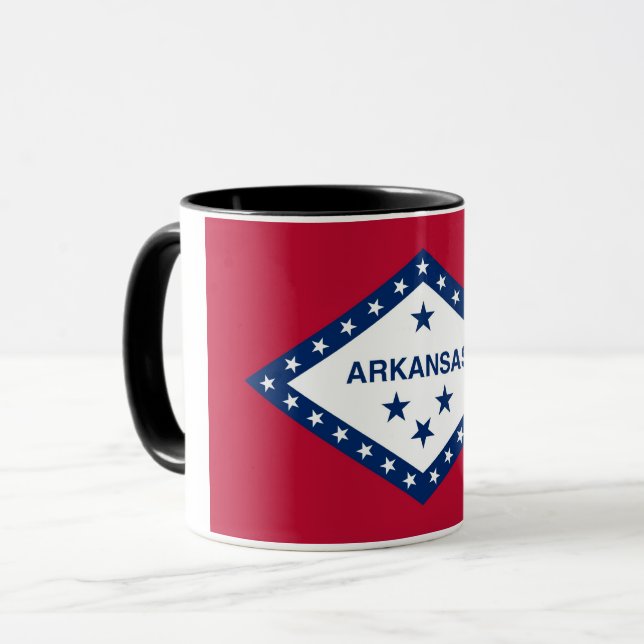 Caneca Black Combo Mug com bandeira de Arkansas, EUA (Frente Esquerda)