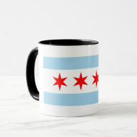 Black Combo Mug com bandeira de Chicago, EUA