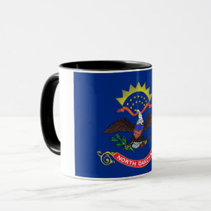 Caneca Black Combo Mug com bandeira de Dakota do Norte, E