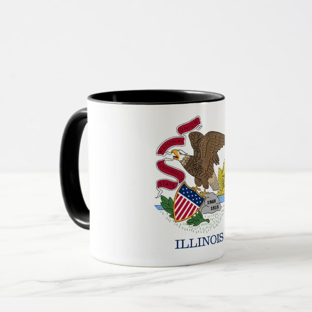 Caneca Black Combo Mug com bandeira de Illinois, EUA (Frente Esquerda)