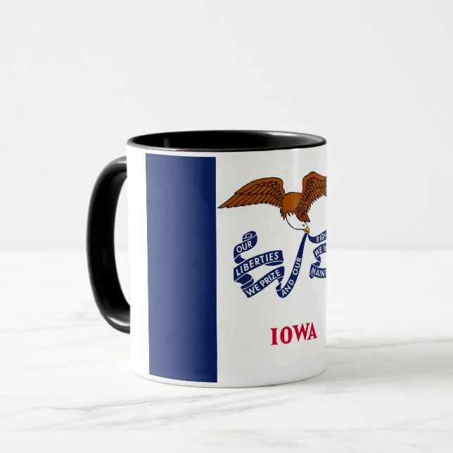 Caneca Black Combo Mug com bandeira de Iowa, EUA (Frente Esquerda)