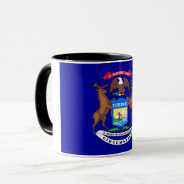 Caneca Black Combo Mug com bandeira de Michigan, EUA