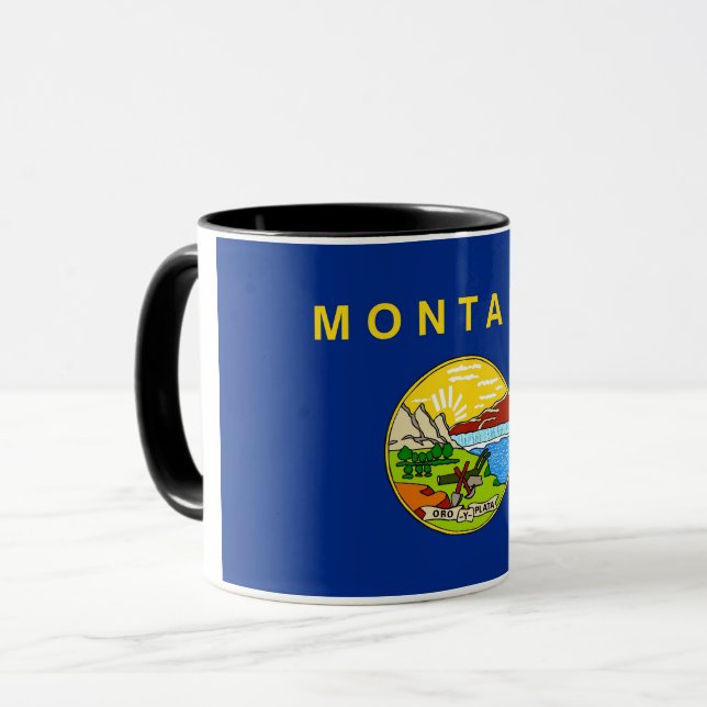 Caneca Black Combo Mug com bandeira de Montana, EUA (Frente Esquerda)