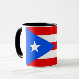 Caneca Black Combo Mug com bandeira de Porto Rico, EUA