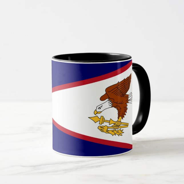 Caneca Black Combo Mug com bandeira de Samoa Americana (Frente Esquerda)