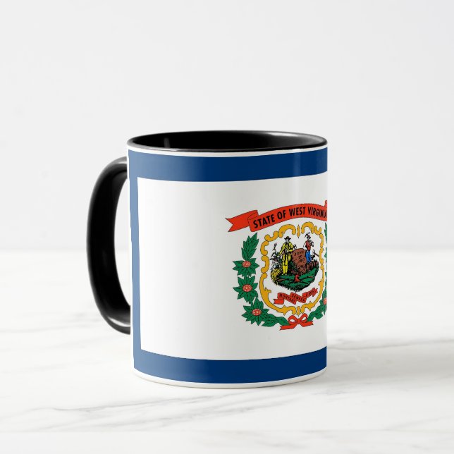 Caneca Black Combo Mug com bandeira de West Virginia, EUA (Frente Esquerda)