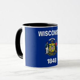 Caneca Black Combo Mug com bandeira de Wisconsin, EUA