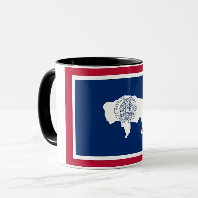 Caneca Black Combo Mug com bandeira de Wyoming, EUA (Frente Esquerda)