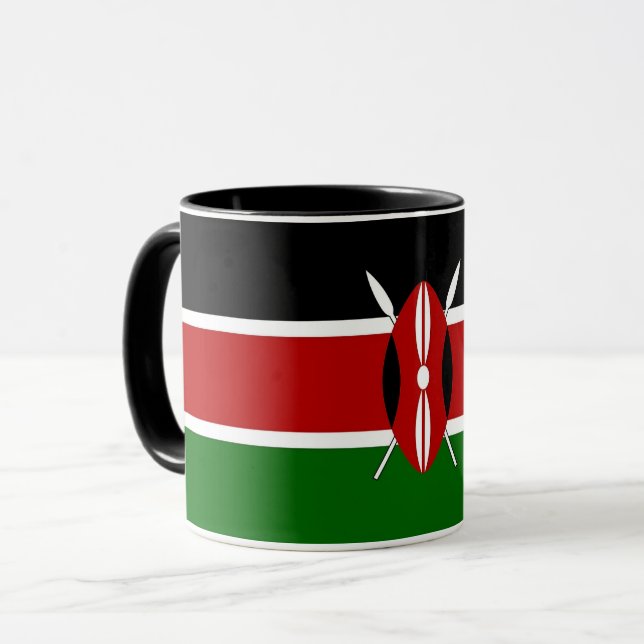 Caneca Black Combo Mug com bandeira do Quênia (Frente Esquerda)