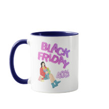 Caneca Black Friday - Xícara de Café Azul e Branco