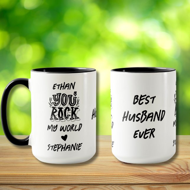Caneca Black Grunge You Rock My World Best Husband Jamais (Criador carregado)