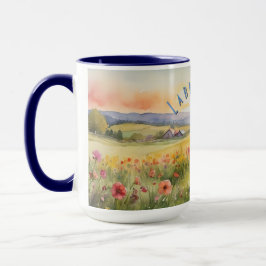 Caneca Black Labradoodle Puppy, Sunrise Personalizável