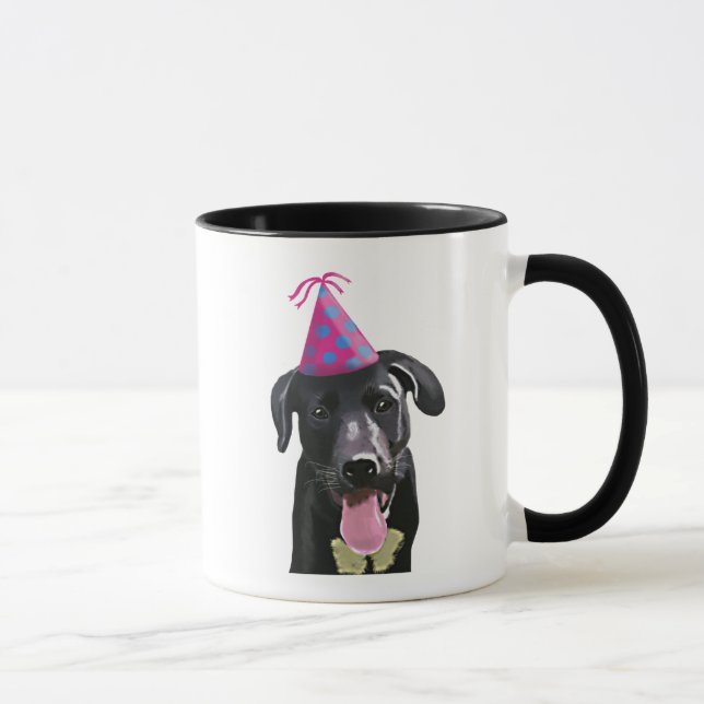 Caneca Black Labrador com chapéu de festa (Direita)