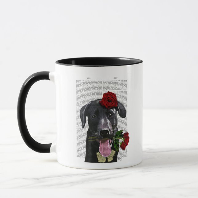 Caneca Black Labrador com Rosas (Esquerda)