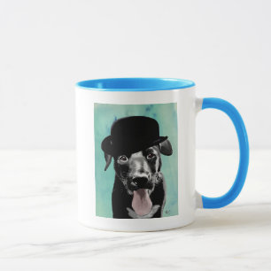 Caneca Black Labrador no Chapéu de Bowler