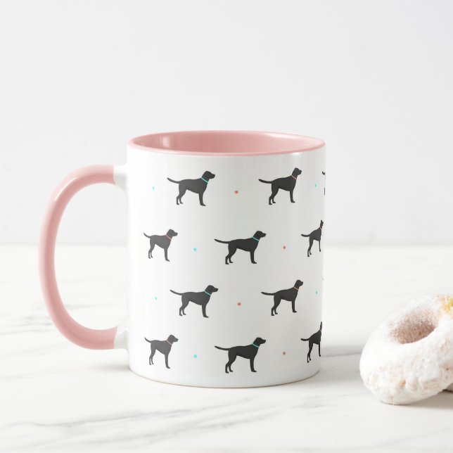 Caneca Black Labrador Pattern Mug (Com Donut)