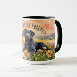 Caneca Black Labrador Retriever Sunrise Combo Mug