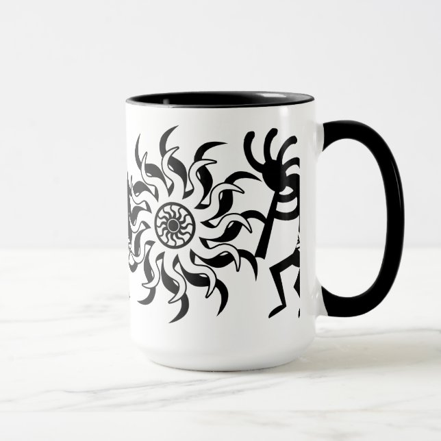 Caneca Black N White Southwest Kokopelli Tribal Sun (Direita)