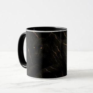 Caneca Black Panther Gold Marble Art