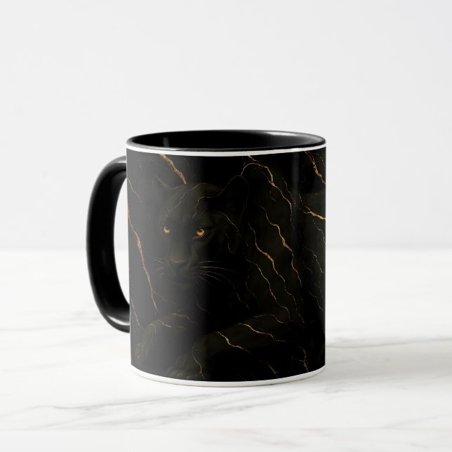 Caneca Black Panther Gold Marble Art (Frente Esquerda)